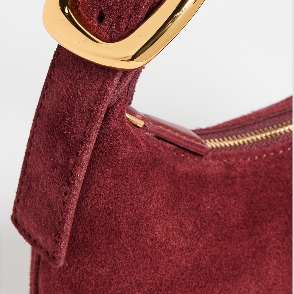 madewell suede micro buckle hobo bag - deep Merlot - Picture 4 of 8